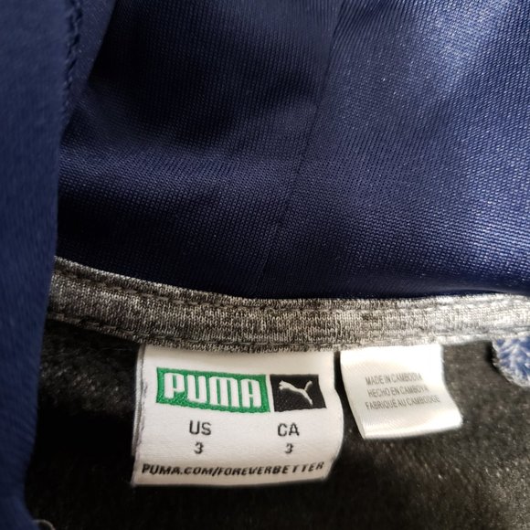Puma Hoodie Zip Up Two Tone Blue Grey Orange Logo 3T Size - Picture 6 of 6